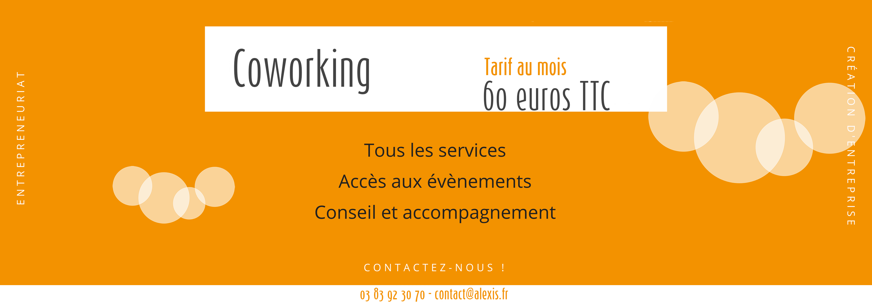 Tarif espace coworking accès à tous les services, évènemens, conseil et accompagnement