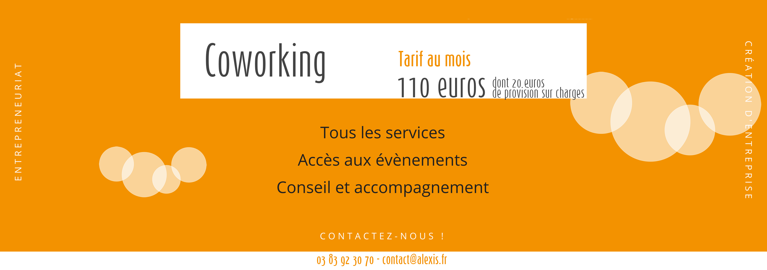 Tarif espace coworking accès à tous les services, évènemens, conseil et accompagnement